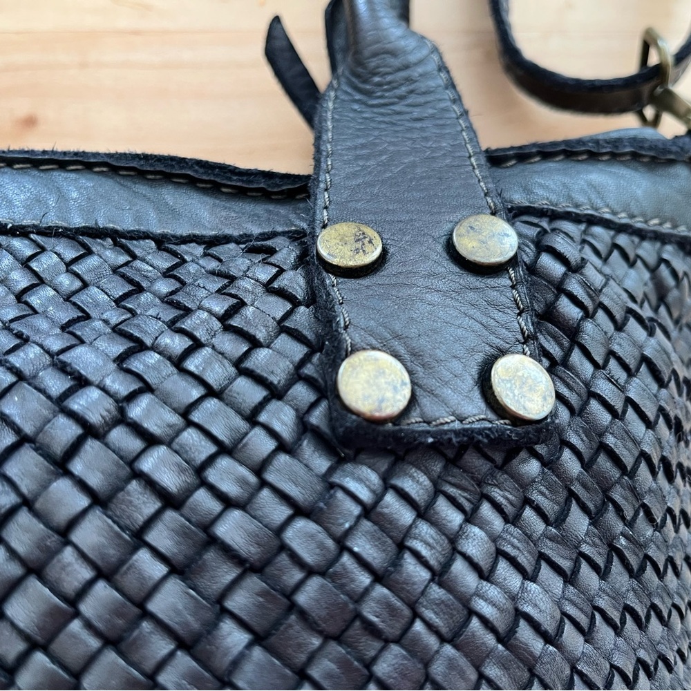 Sundance Black Leather Woven Shoulder Bag, Made in Italy by Wepell 🇮🇹 - Picture 8 of 11